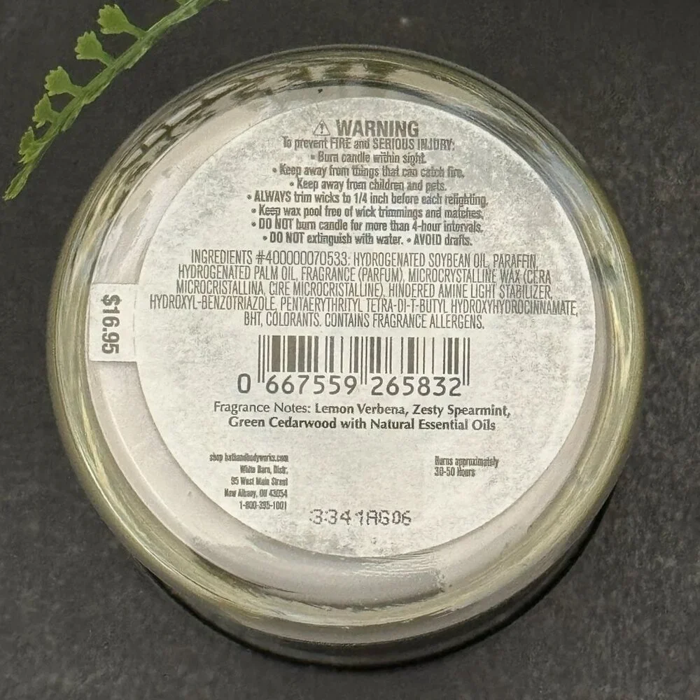 BBW Lemongrass White Barn Bath & Body Works Single Wick Candle - Picture 10 of 10